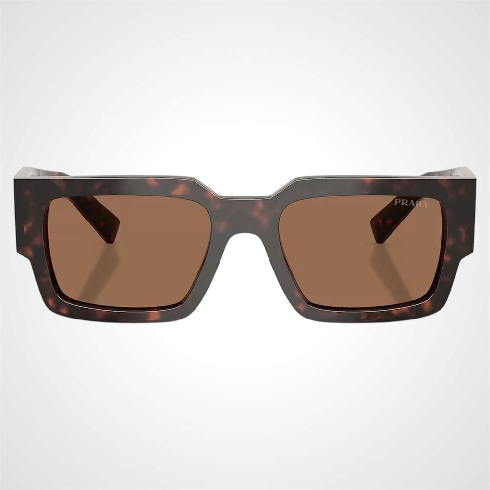 New PRADA Sunglasses Brown Root Tortoise Rectangle Square Mens - Picture 2 of 6